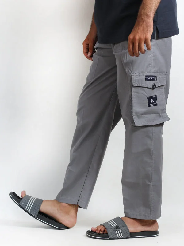 Stylish Men's Cargo PantsMT82 Men's Cotton Trouser Grey