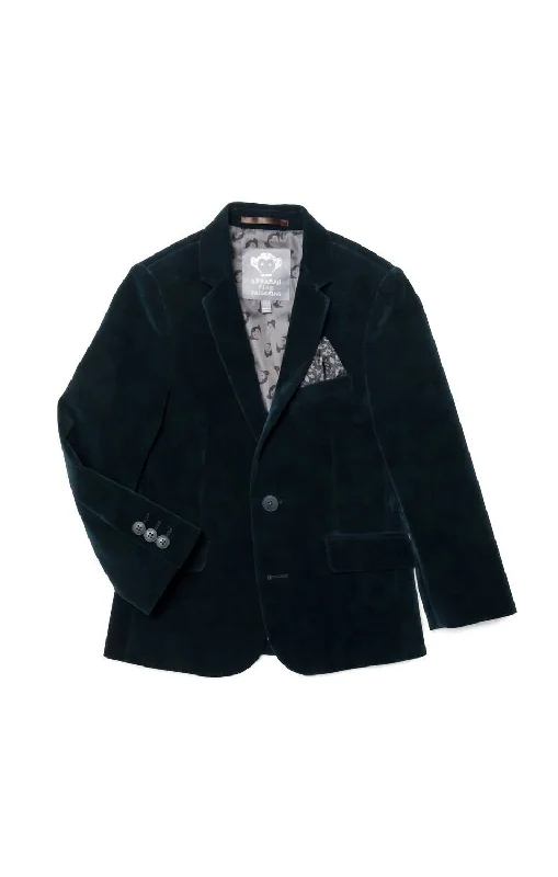 Men's Coats with PocketsBoys Suit Blazer In Green Gables Velvet