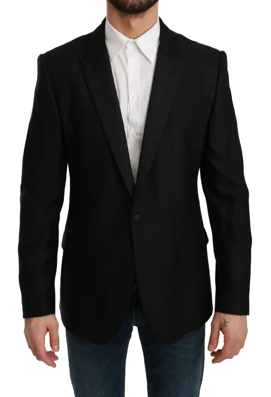 Men's Coats with Quick-Dry FabricDolce & Gabbana Polka Dotted Slim Fit Martini Men's Jacket