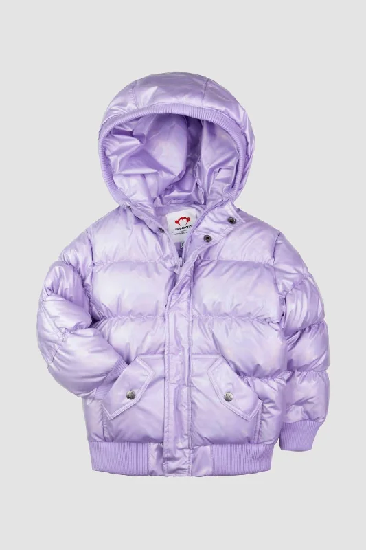 Men's Coats with Modern CutsKids Girls Puffy Coat In Metallic Lavender