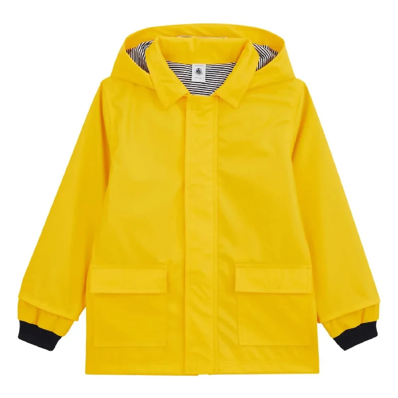 Stylish Men's Biker JacketsKids Hooded Rain Coat In Yellow