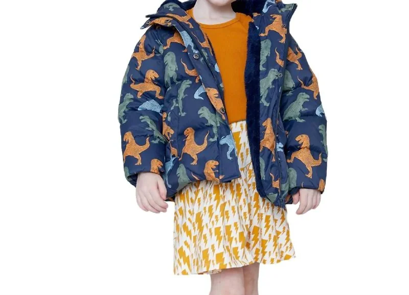 Men's Coats with VentilationKids Pete Puffer Jacket In Navy T-Rex