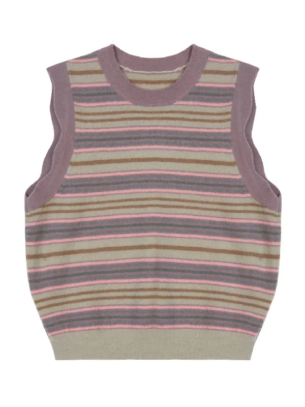 Men's Coats for Everyday WearKids Striped Knitted Vest In Purple