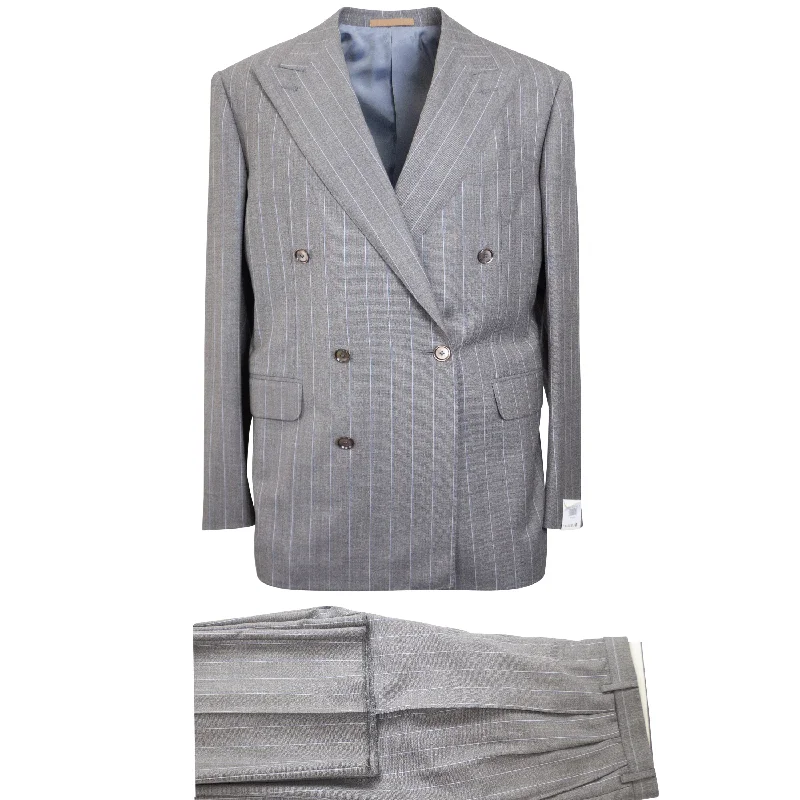 Men's Coats with Modern CutsLight Grey Wool Double Breasted Blazer