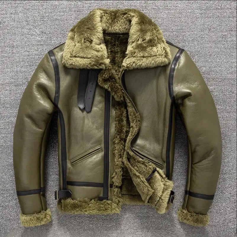 Men's Coats for City WearMen's Winter Real Sheepskin Leather Shearling Fur Super Warm Jacket