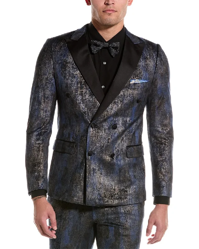 Men's Coats with PocketsPaisley & Gray Soho Slim Fit Velvet Tux Jacket