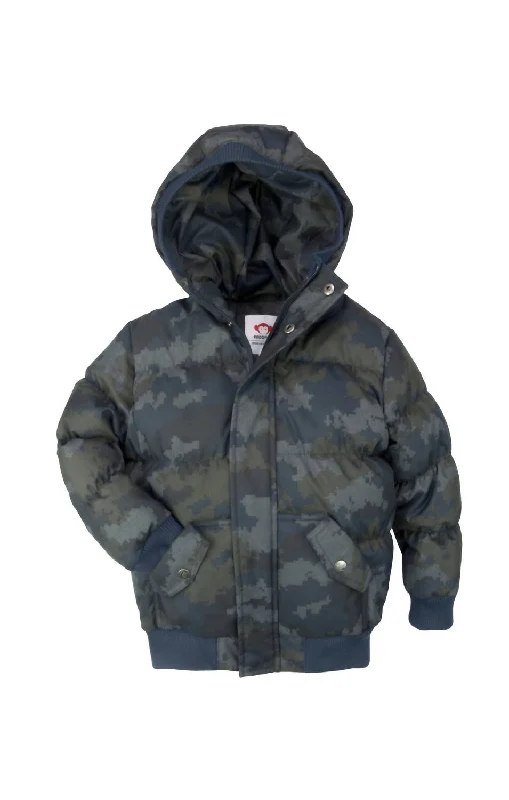 Warm Men's Down JacketsPuffy Boys Coat In Pixel Camo