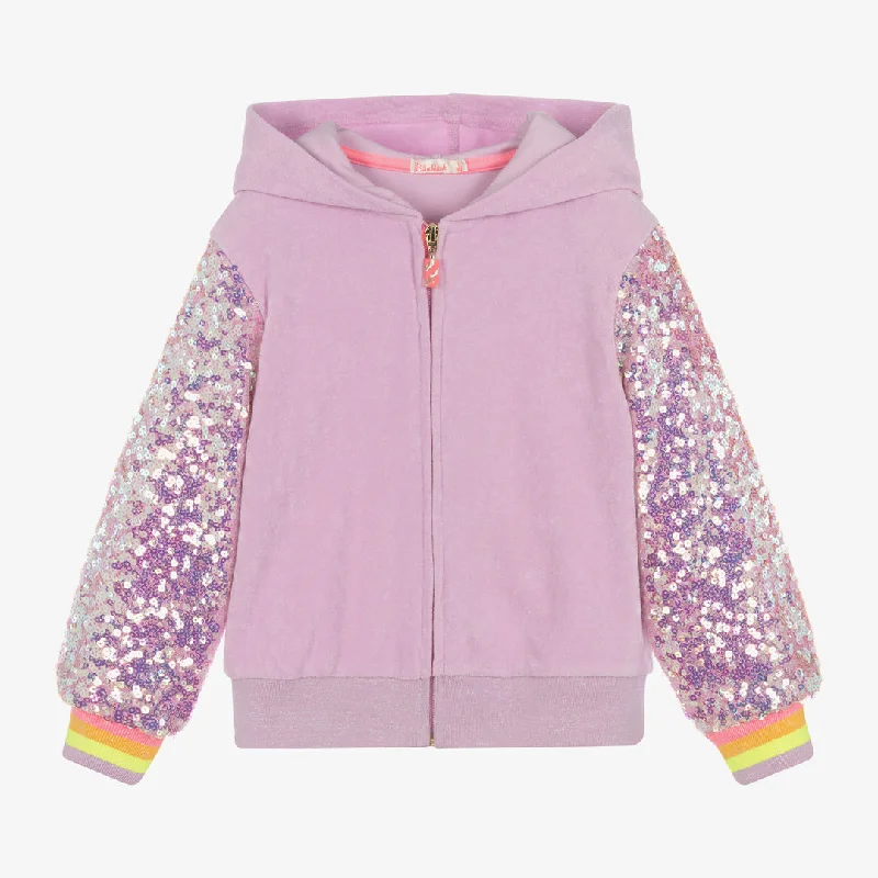 Men's Coats with ButtonsPurple Lilac Sequin Hoodie