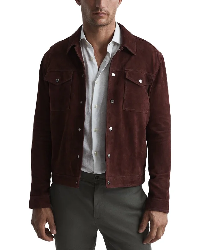 Men's Coats with PocketsReiss Jagger Suede Trucker Jacket